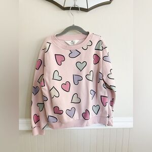 H&M Girls Heart Printed Crewneck Sweat Shirt Pink Blue Green Size 6x/7